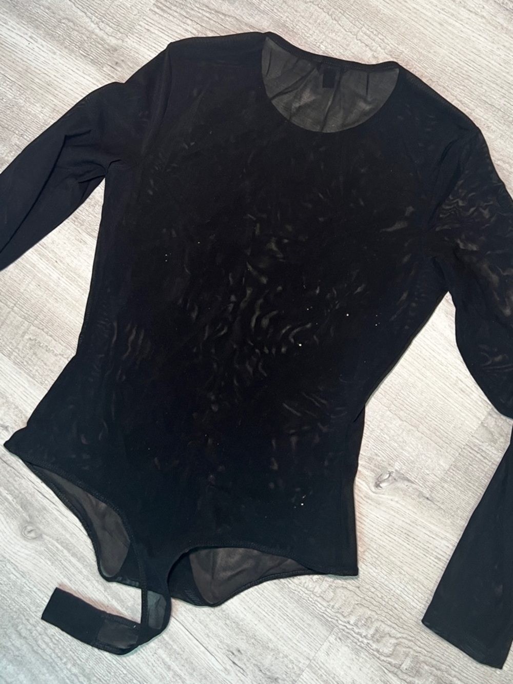 GUESS Black Sheer Long Sleeve Sequin |Dragon Mesh Bodysuit - Picture 9 of 10